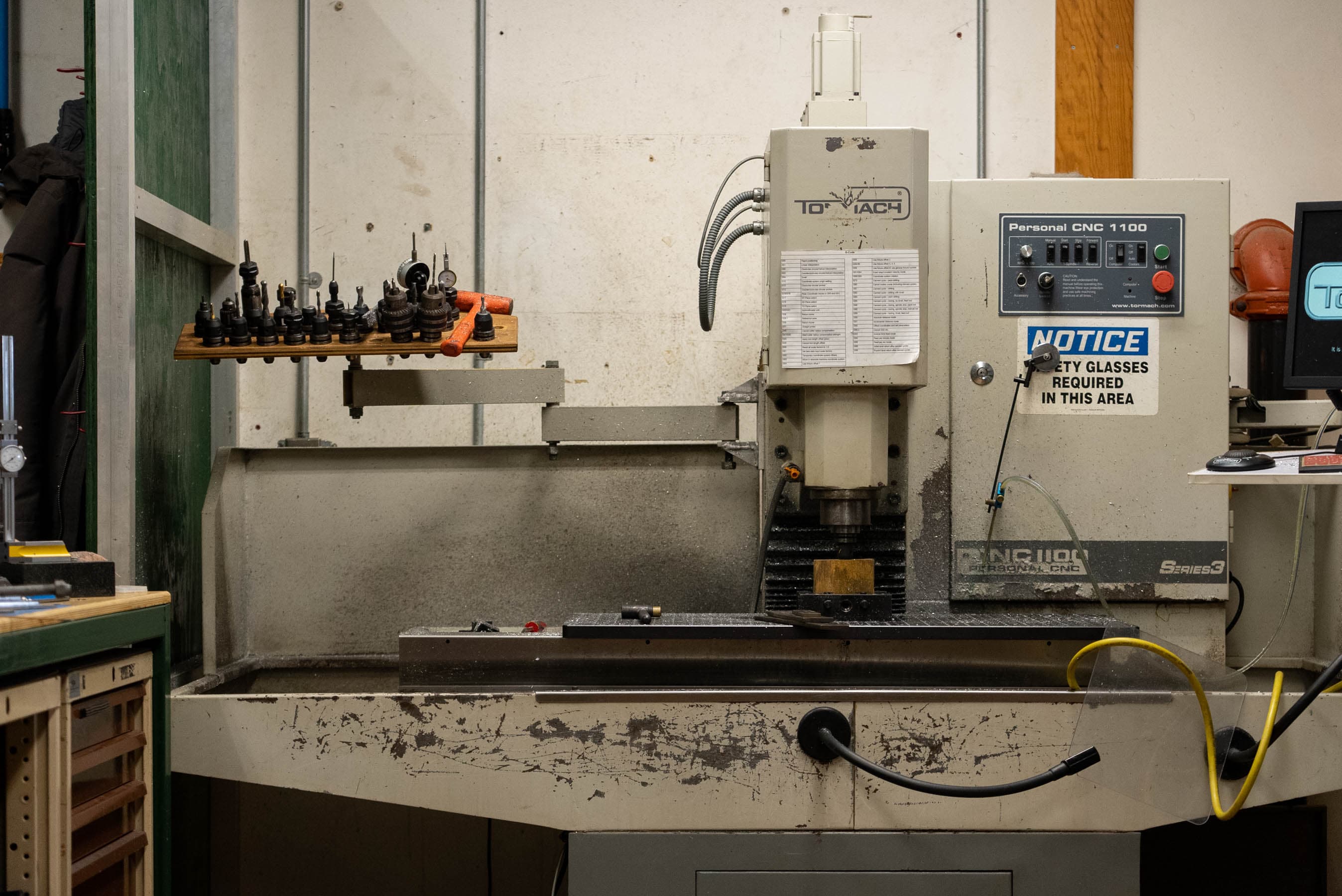 The Tormach PCNC1100 milling machine in the RISD Industrial Design Metal Shop.