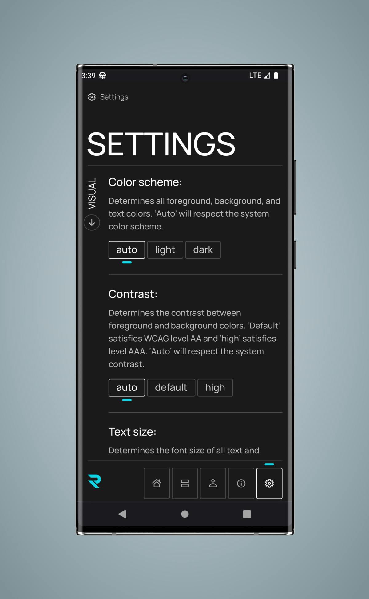 The settings page displayed on a Galaxy Note 20 Ultra in dark mode.